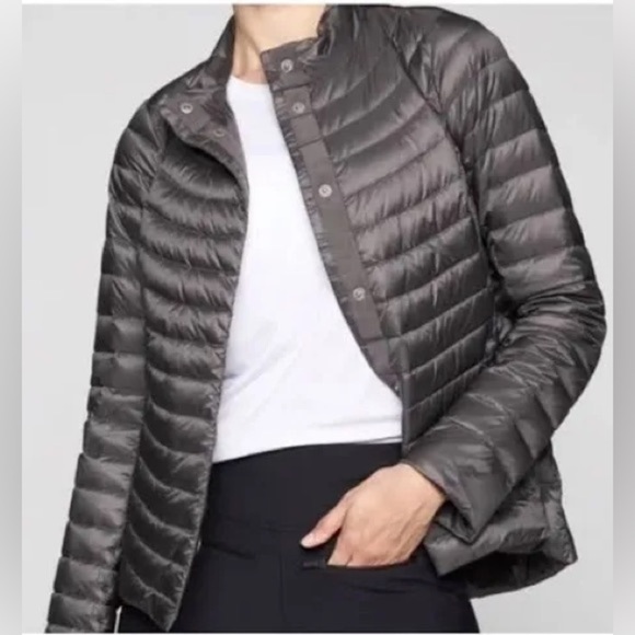 Athleta Jackets & Blazers - Athleta Downkind Jacket Goose Down Packable Puffer gray Lightweight xs